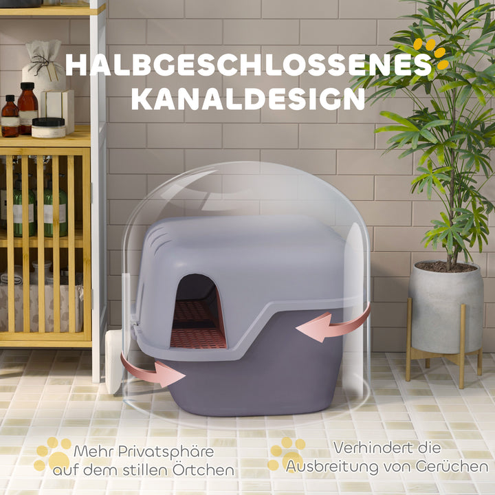 Kattebakke med låg og skovl, nem at rengøre, aflåselig, lilla