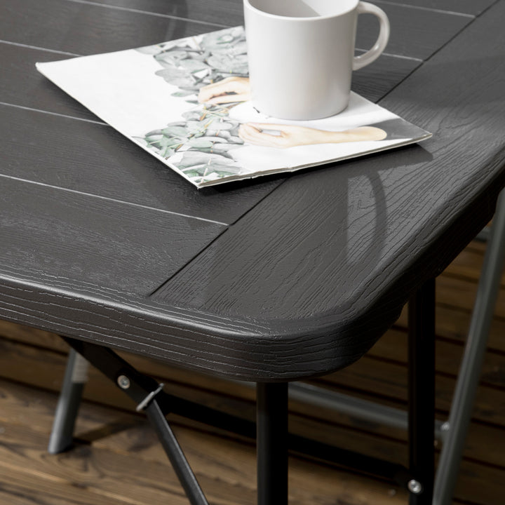 Udendørsbord, havebord, til 6 personer, foldbart, trælook, mørkegrå, 180 x 75,5 x 73 cm