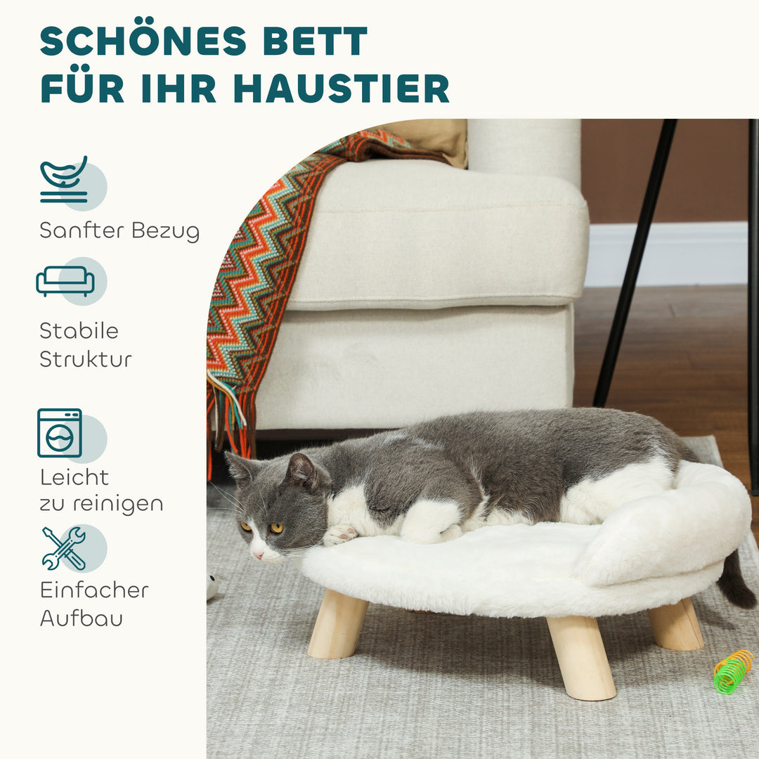 Kæledyrsseng til katte og hunde op til 5 kg/30 cm, vaskbart plysbetræk, cremehvid, 47 x 40 x 20 cm