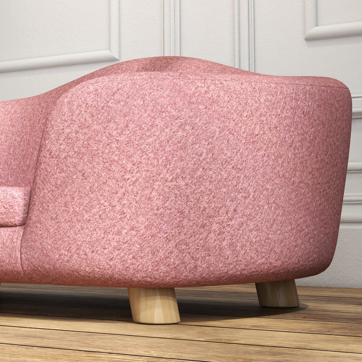 Kæledyrssofa hundemåtte hundeseng hundesofa hundesofa kattesofa med hynde baglomme plysskum fyrretræ pink 70 x 47 x 30 cm