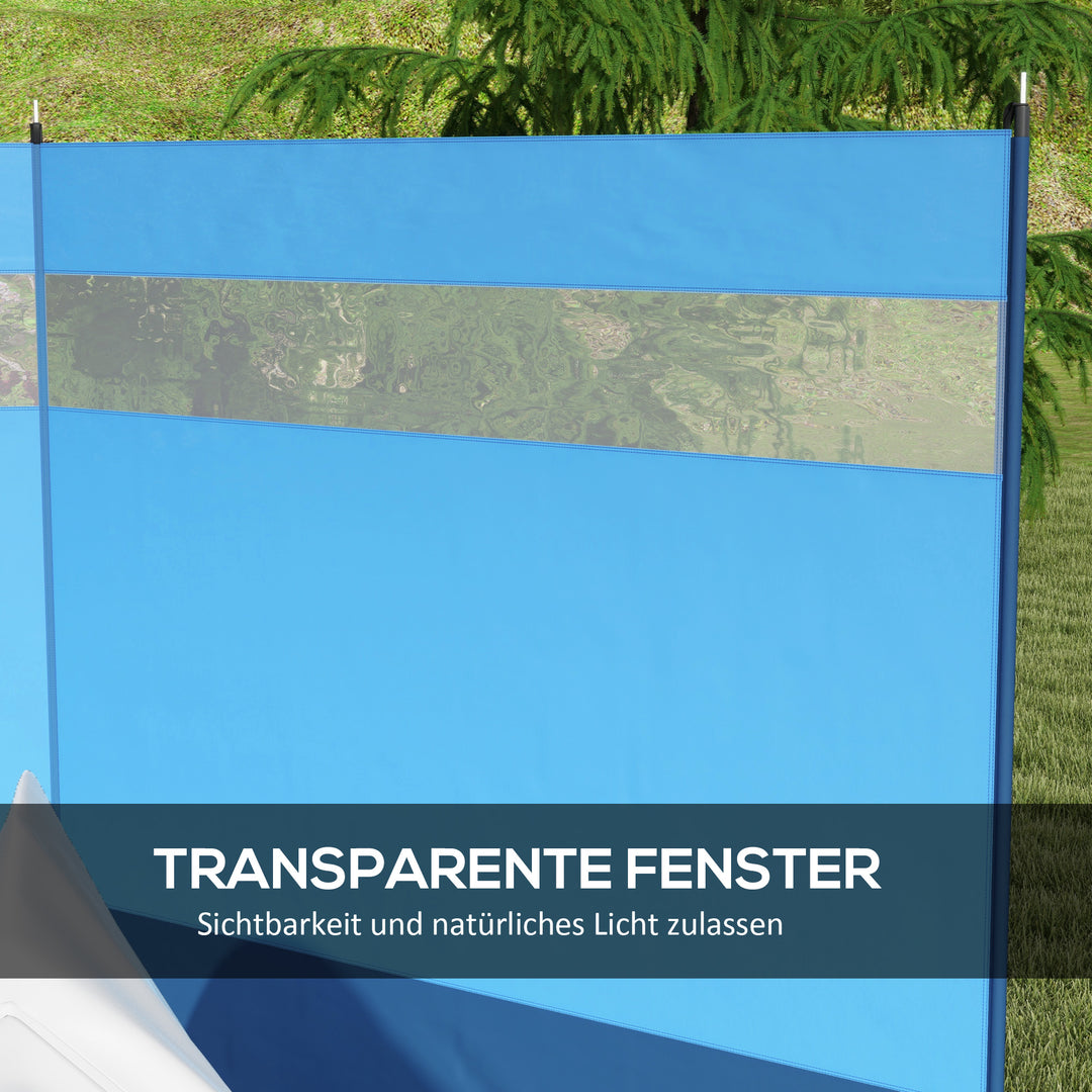 Læhegn med vindue og bæretaske, stålstænger, 440x140cm, blå
