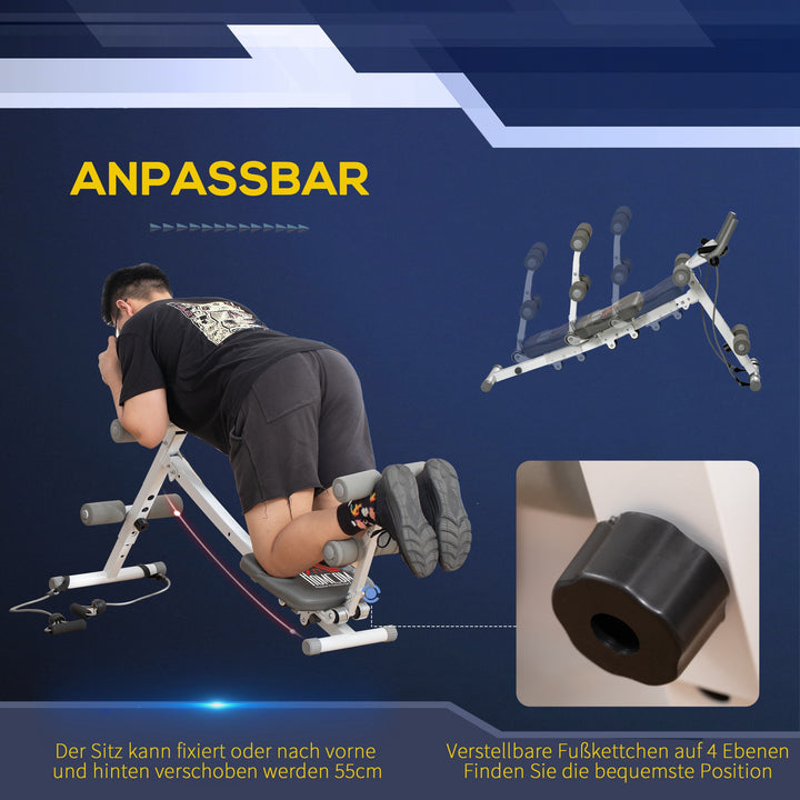 2-I-1 sit-up træningsmaskine med lcd-skærm, hjemmefitnessudstyr, stål, kunstlæder