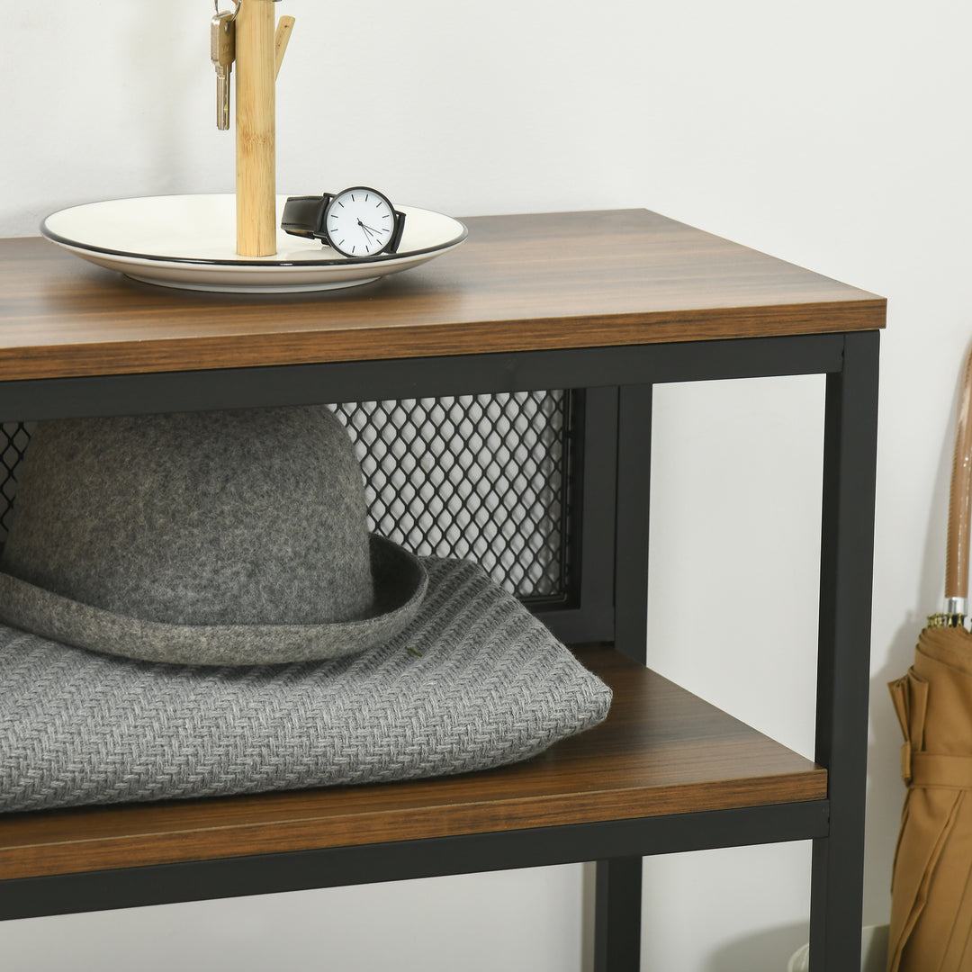 Skænk konsolbord entrehylde, industridesign, 100 cm x 29,5 cm x 90 cm, brun + sort