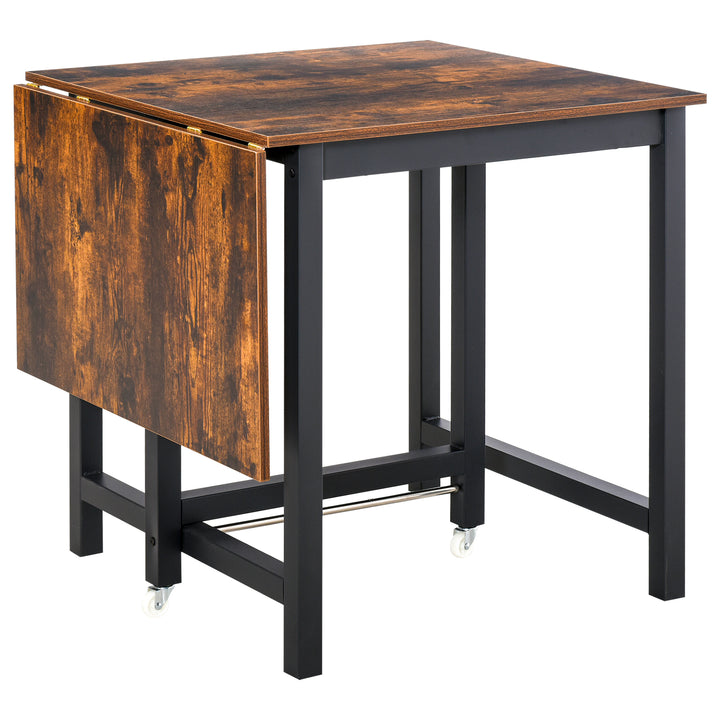 Foldbart spisebord, industrielt bord, foldbart, lavet af metal og træ, pladsbesparende, brun