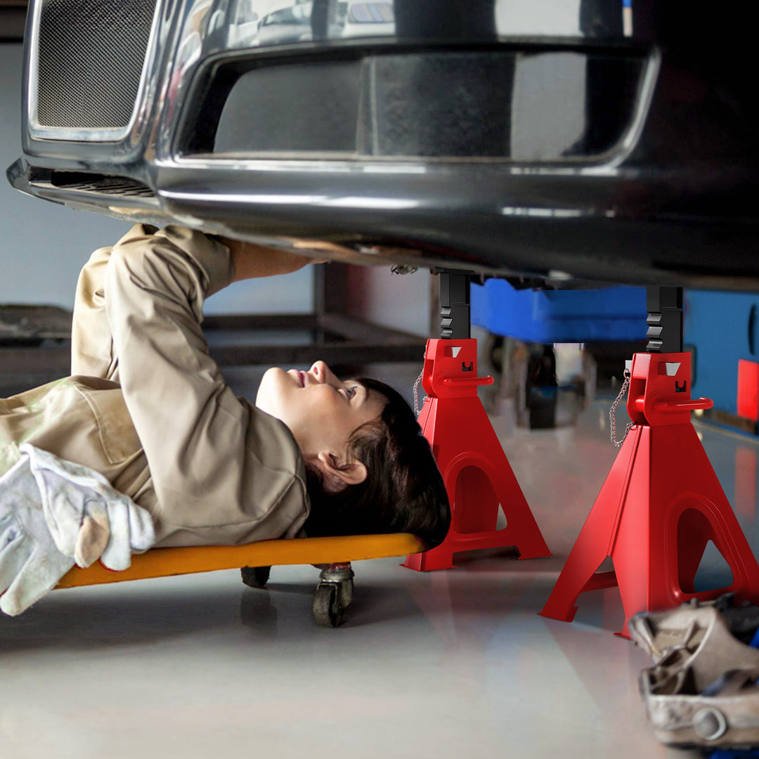 Donkraft 6 ton lasteevne 2 stk. støtteben inklusive 2 sikkerhedsstifter højdejusterbare rød