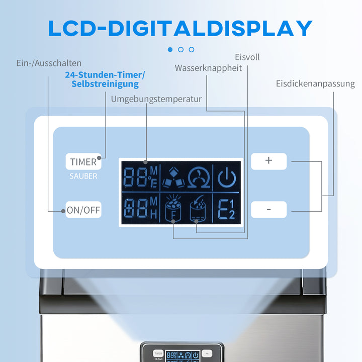 Kommerciel isterningmaskine 45 kg/24H ismaskine med 11 kg opbevaring, LCD-display til restauranter