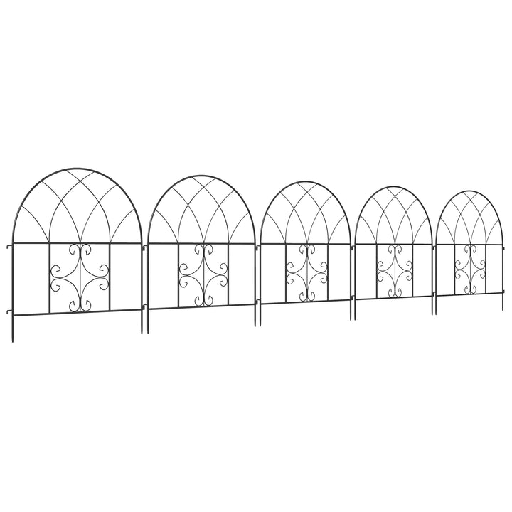 Havehegn stål 300 cm x 70 cm højt dekorativt gitterhegn sæt hegnselementer sort