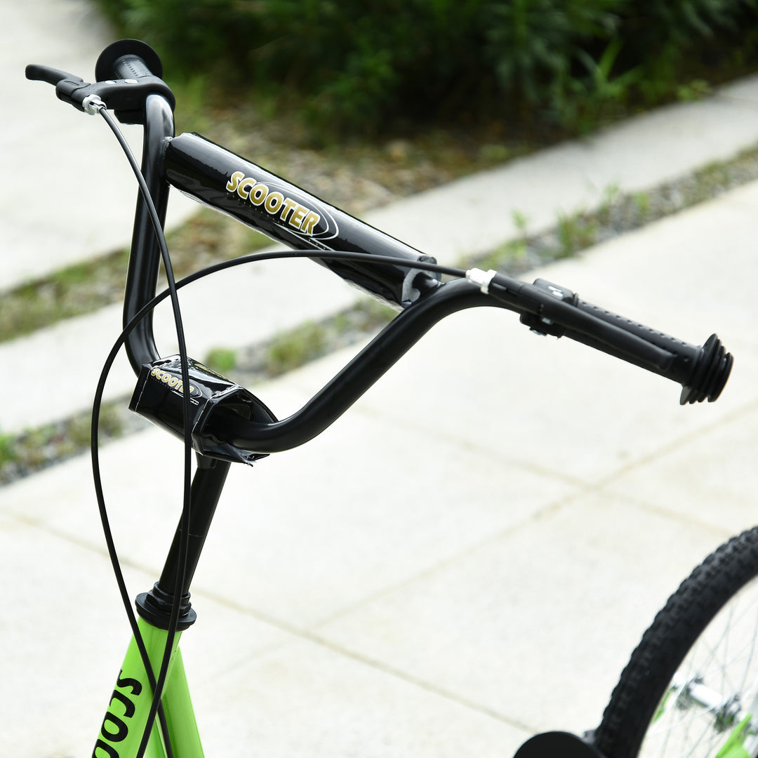 Børnescooter, sparkscooter, city scooter, sparkscooter, børnesparkbræt med luftgummidæk og håndbremse, scooter til børn fra 5 år, 16 tommer, grøn, 139 x 58 x 90-96 cm