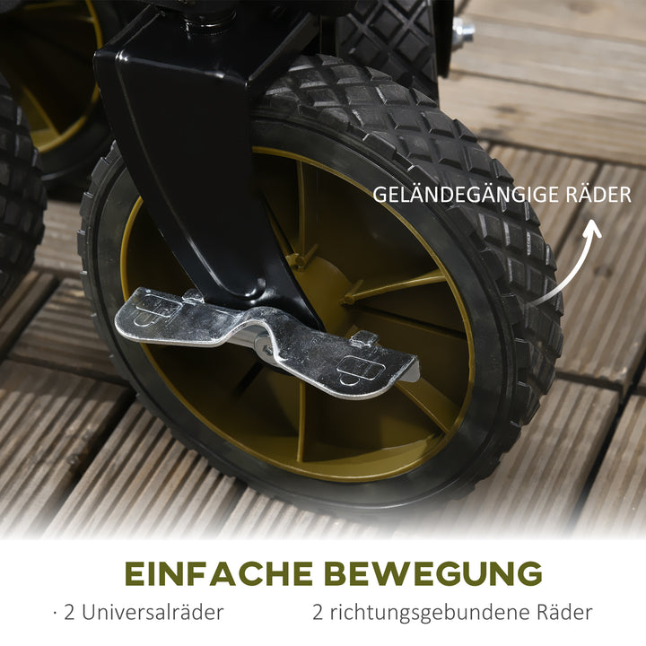 Foldbar sækkevogn, 5 sidelommer, justerbart håndtag, lasteevne op til 120 kg, stål, 108 x 55 x 93 cm, grøn