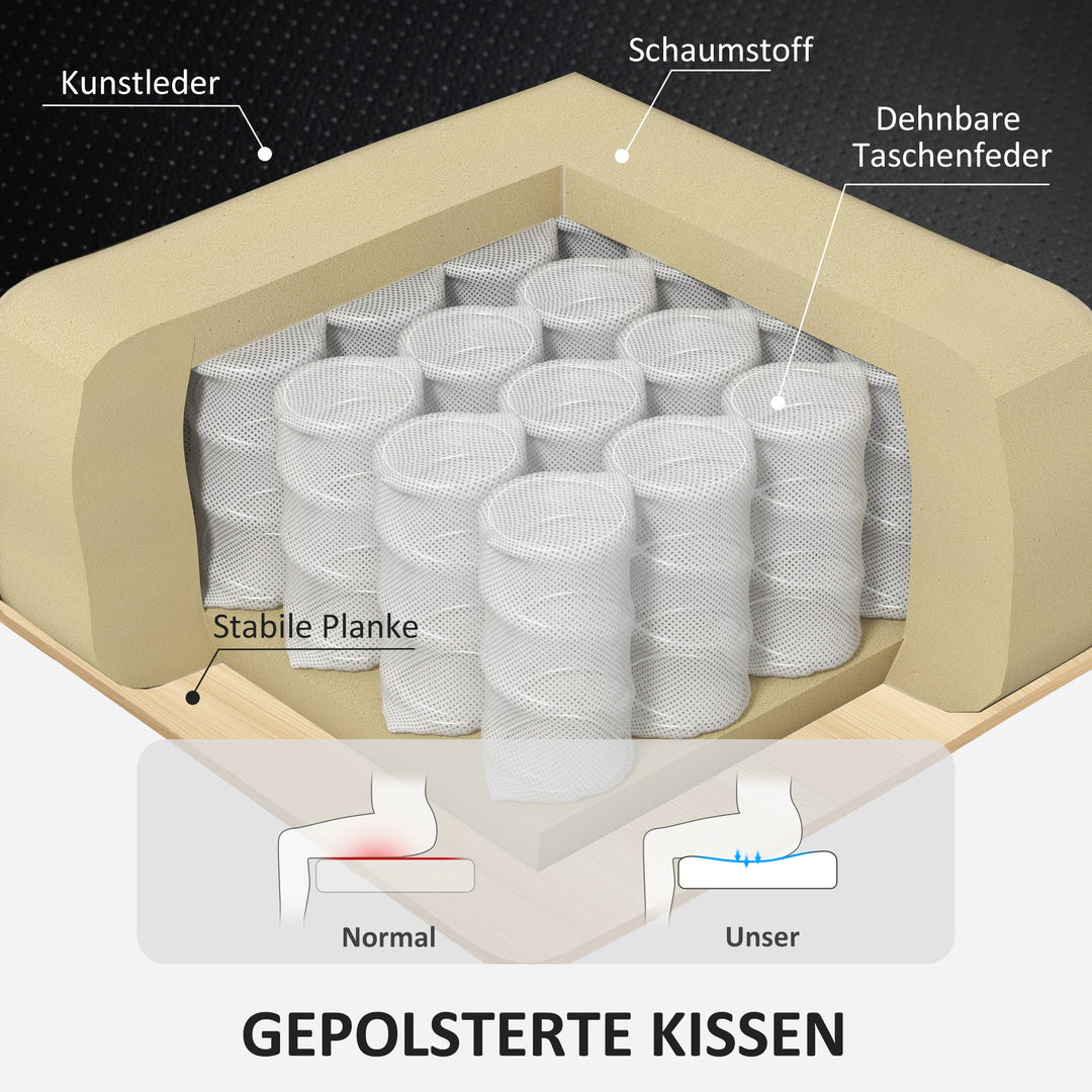 Lænestol med fodskammel, justerbar lænestol, betræk i kunstlæder, polstret stol med foldbar ryglæn, sort