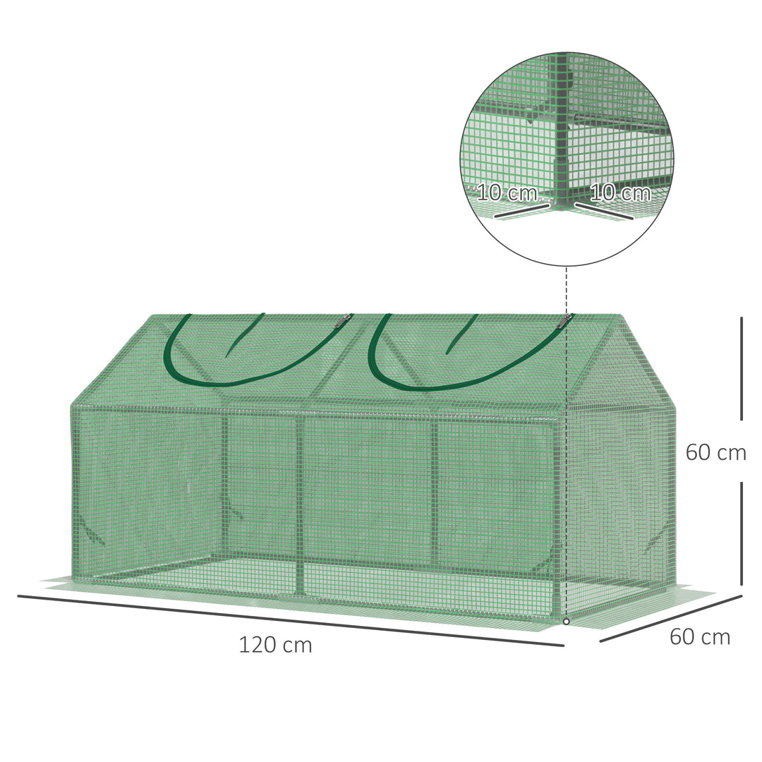 Foliedrivhus med vindue PE-drivhus tomathus kold ramme 120 x 60 x 60 cm grøn