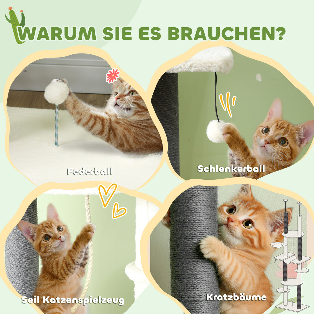 Kradsetræ, lofthøjde, justerbar 225-255 cm, platforme og hængekøjer, anti-tippe, hvid