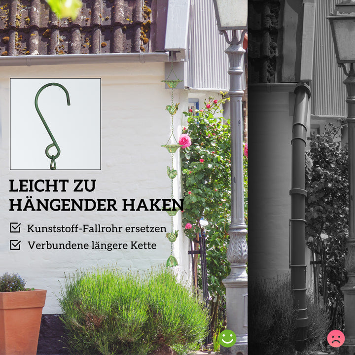 Sæt med 3 regnkæder 123 cm metal regnkæde med påsat fuglebøjle, bell green