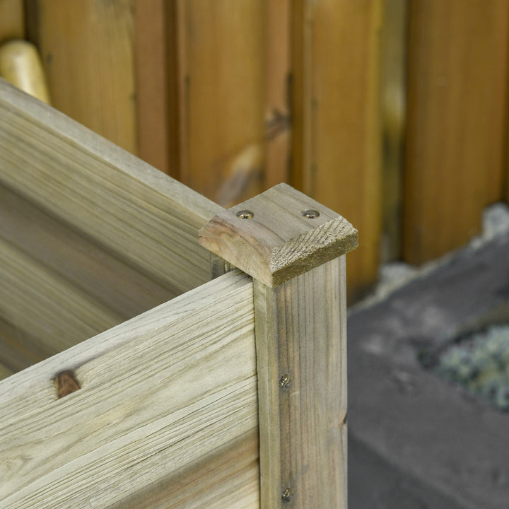 Højbed, hævet træplantekasse med bundhylde, robust konstruktion, drænhuller, 91l x 51b x 76h cm, grøn