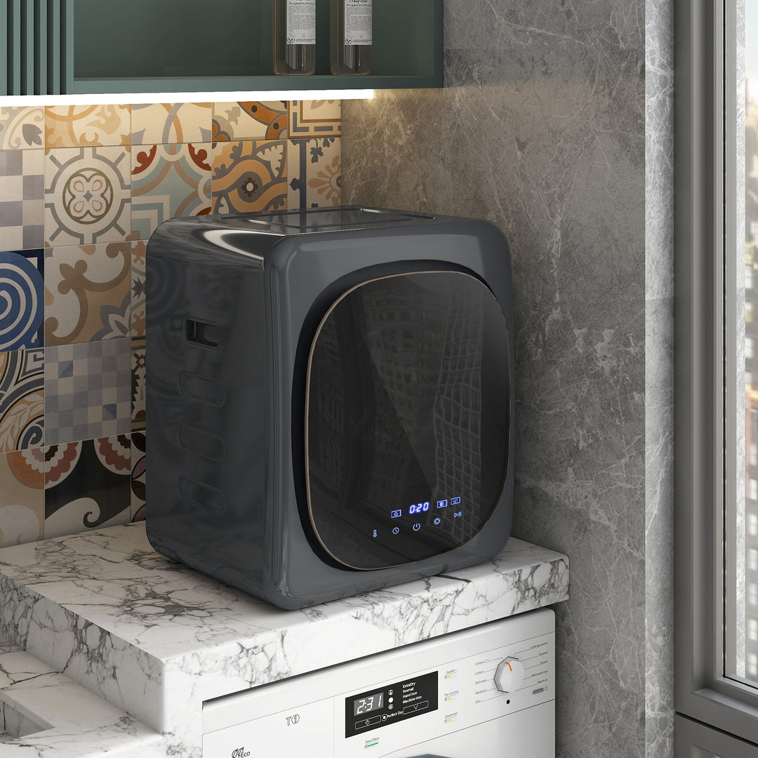 Tørretumbler med uv-desinfektion, kompakt design, 4 kg kapacitet, rustfrit stål, grå