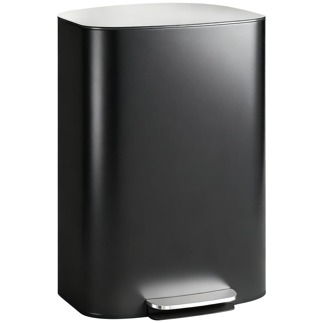 Køkkenaffaldsspand, 50 liter, pedalspand med stay-open-funktion, soft-close låg, pedal, sort
