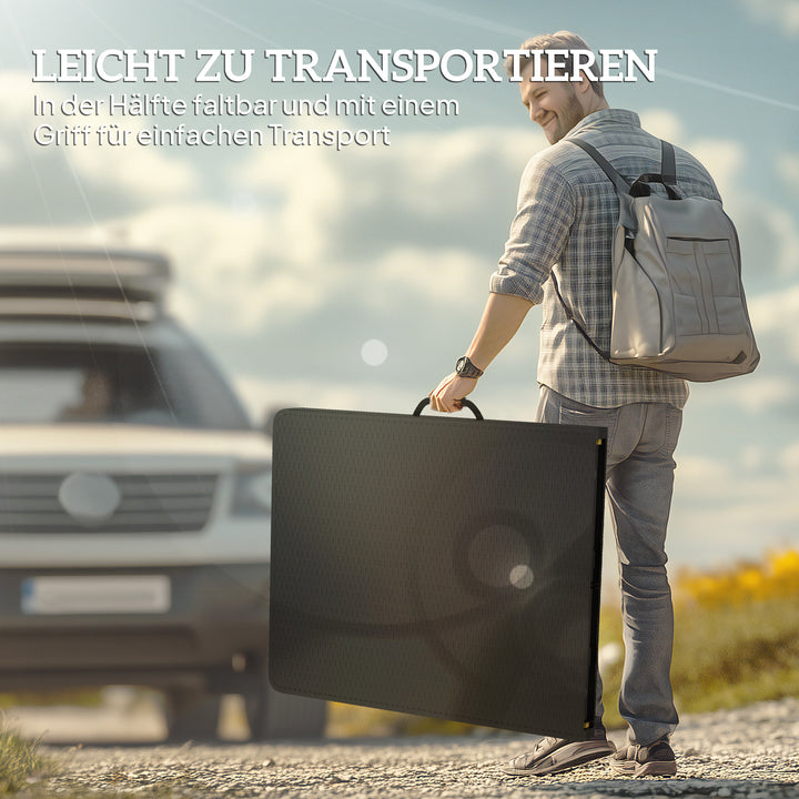 Picnicbord og bænke, 3-delt sæt, foldbart, plastik, metal, sort