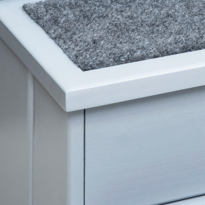 Hundetrappe 3 trin kattetrappe kæledyrstrappe hundetrappe til hunde og katte kæledyrstrappe indgangshjælp med tæppe opbevaringsplads til sovesofa grantræ grå 40,5 x 44,5 x 38 cm