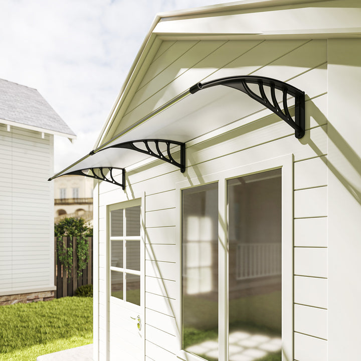 Hoveddørsmarkise 75x195x23 cm tagdækning 5mm polycarbonat solbeskyttelse regnbeskyttelse til udendørs brug aluminium transparent