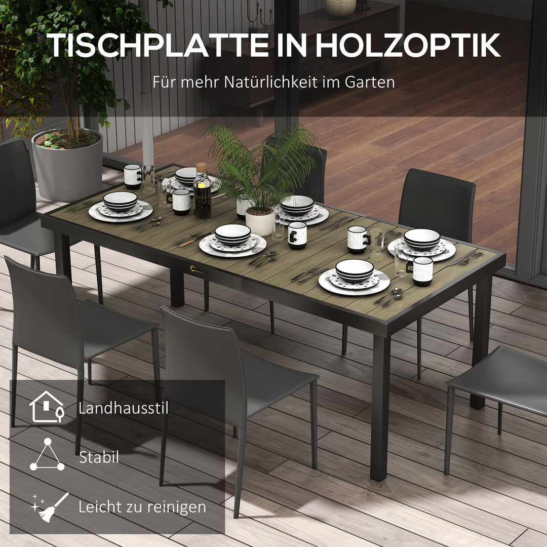 Havebord til 8 personer, udendørsbord, loungebord, vejrbestandigt, 190 x 90 x 74 cm, naturtræ