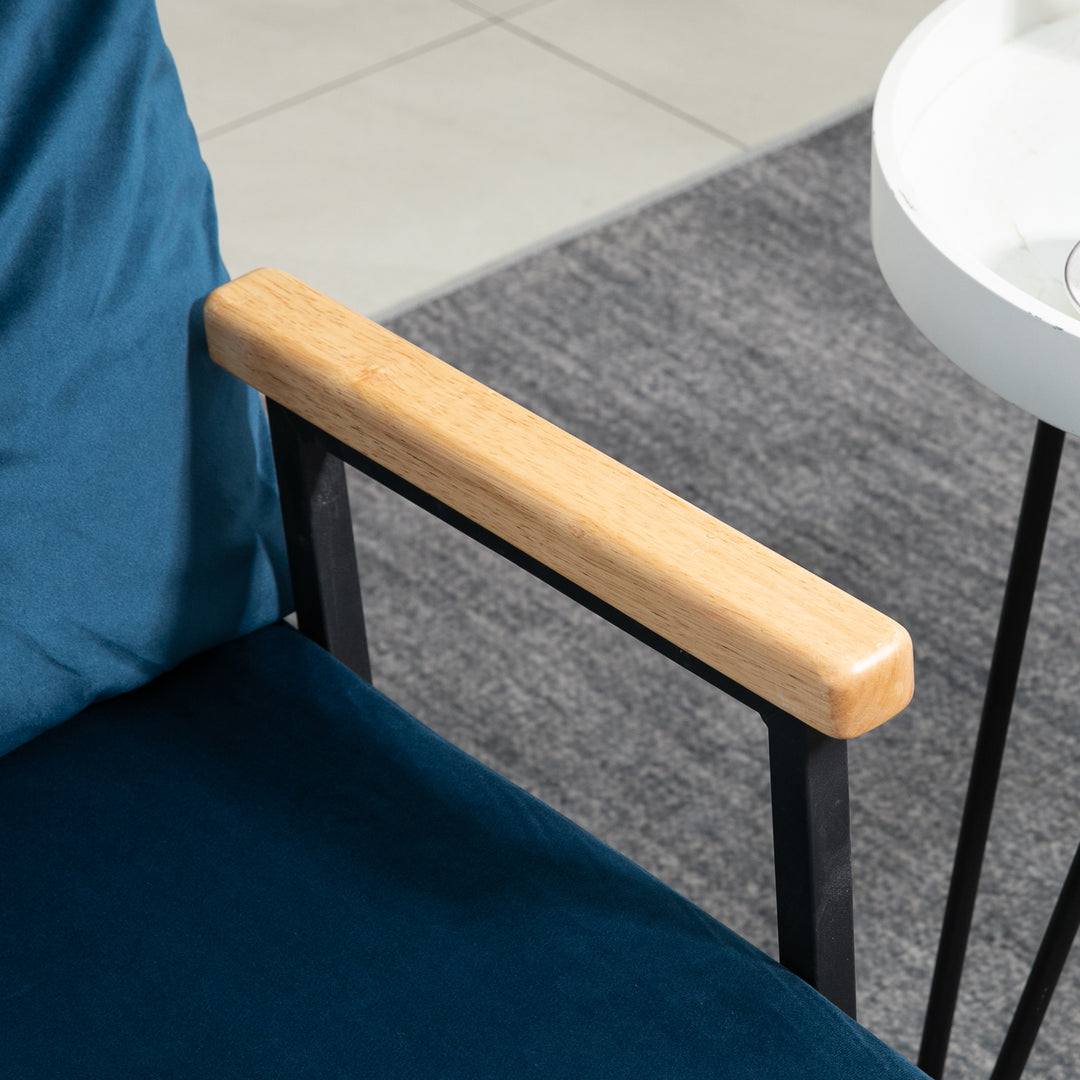 2-Personers sovesofa med fløjlsbetræk, sovefunktion, inklusive 2 puder, fløjlslook, natur + blå