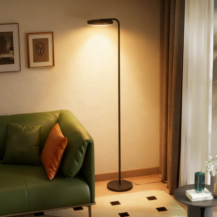 LED-gulvlampe med magnetisk fjernbetjening, fleksibelt justerbar, drejelig, metal, sort