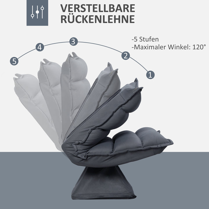 Lænestol, drejesæde, ryglæn med justerbar justering, blød polstring, åndbart betræk, mørkegrå, 62 x 70 x 95 cm