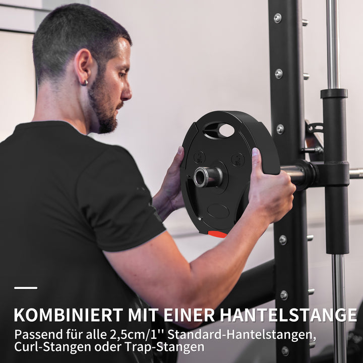 4-delt vægtskivessæt til træning, fitnesscenter, hjemmetræning, styrketræning, 2 x 10 kg og 2 x 5 kg, sort