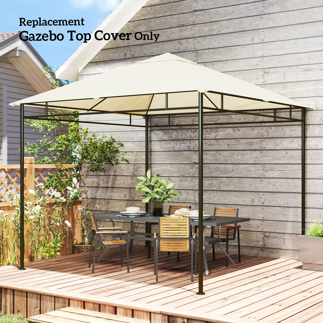Udskiftningstag til 3x3m pavillon, vandafvisende, pavillontag med 8 drænhuller, cremehvid