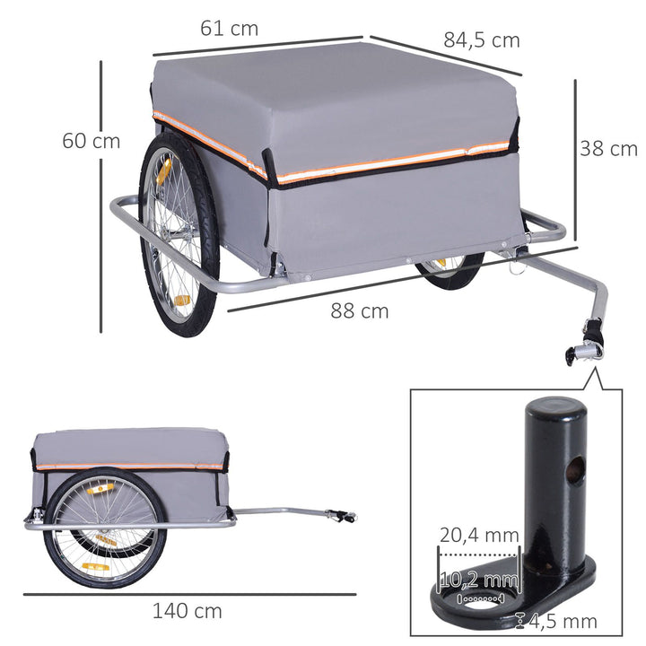 Sammenklappelig cykeltrailer, lasttrailer med kobling, transporttrailer med en lasteevne på op til 40 kg, transporttrailer til cykler og trækvogne, 140 x 88 x 60 cm