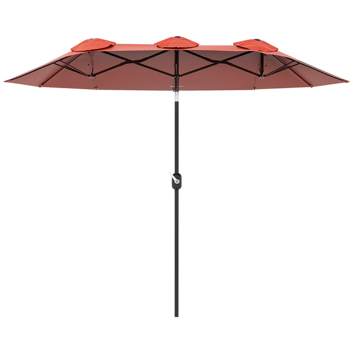 Parasol, haveparasol, vipbar, med håndsving, vindfang, polyester+stål, bordeaux, 295 x 152 cm
