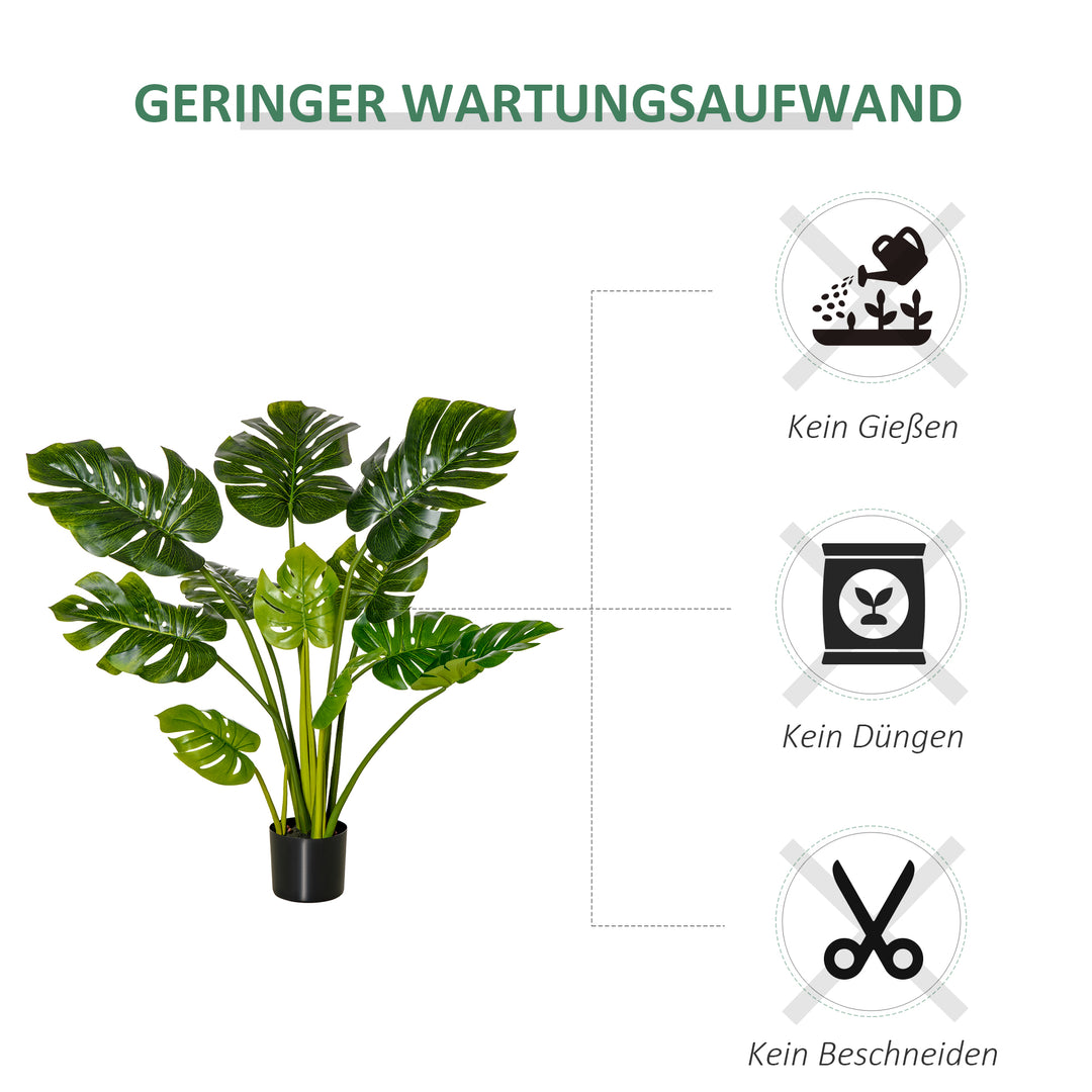 Kunstige planter 110 cm kunstig monstera kunstige planter i potte kunstigt træ stueplante dekorativ plante kontorplante plastikpotte til indendørs og udendørs