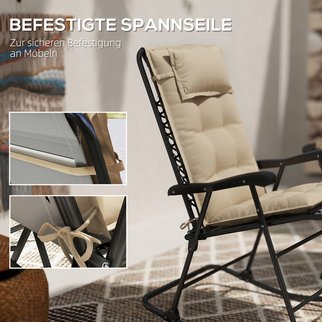 Sæt med 2 hynder til liggestol, vandafvisende hynde til haveliggestol, hynde 50x116x5 cm, beige