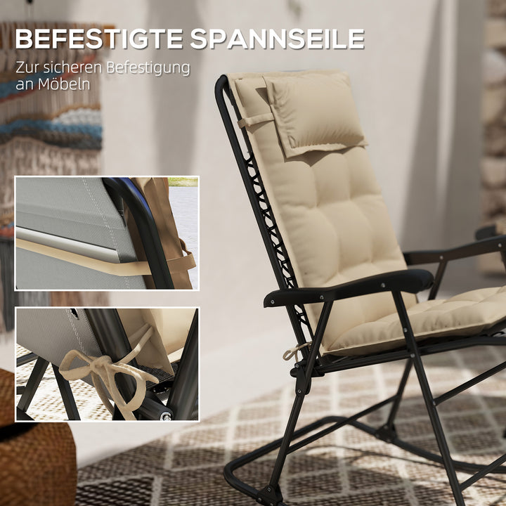 Sæt med 2 hynder til liggestol, vandafvisende hynde til haveliggestol, hynde 50x116x5 cm, beige