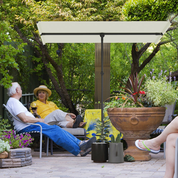 Parasol 180 grader drejelig højdejusterbar haveparasol med aluminiumsstang 150x205cm beige