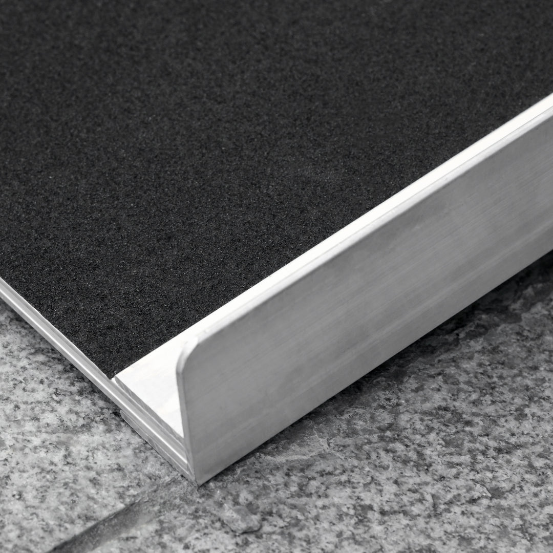 Kørestolsrampe, kørestole, rollatorer, sammenklappelig, aluminium, 270 kg lastkapacitet, sort, 91 x 72 x 5 cm