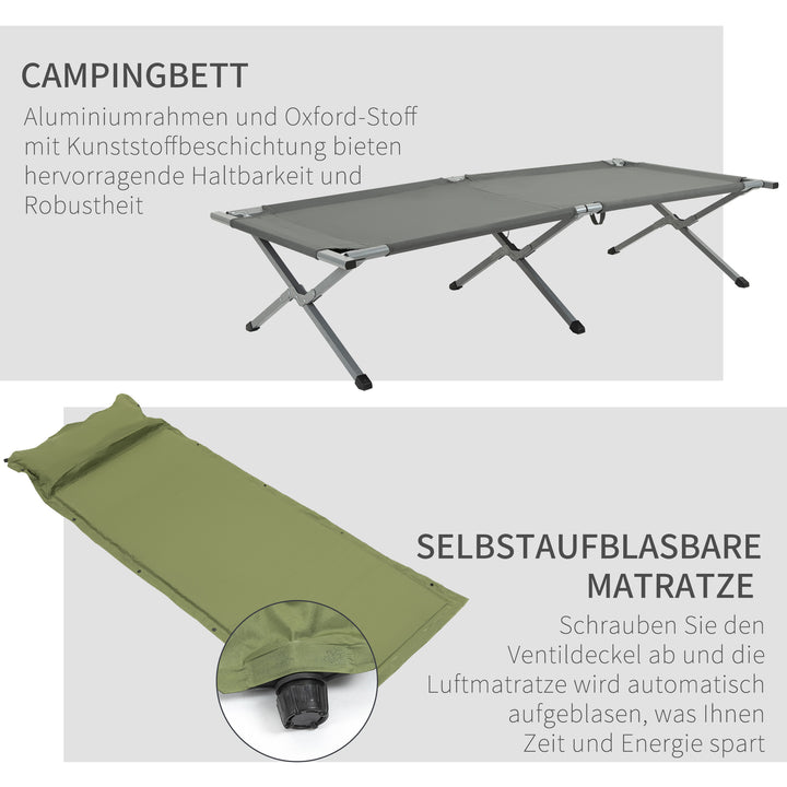 Feltseng med kuppeltag, telt + barneseng, vejrbestandig, foldbar, grå, 200 cm x 86 cm x 147 cm