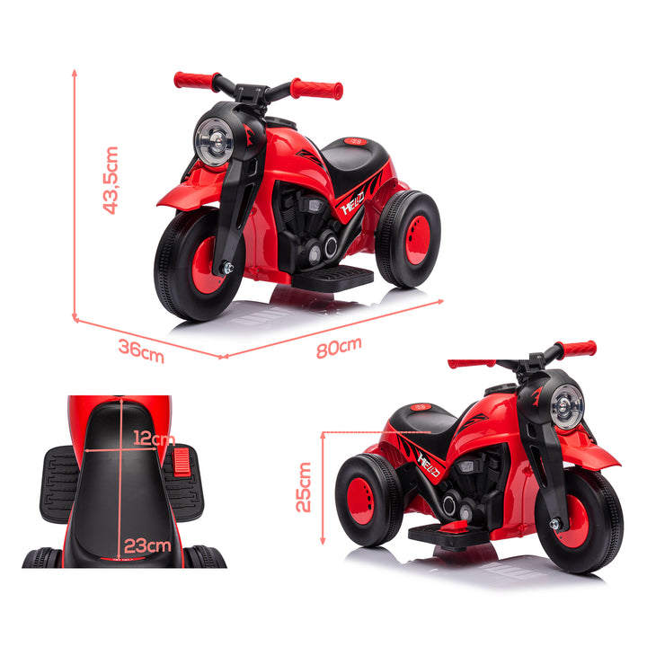 Børne-elmotorcykel, 6V børnemotorcykel med musik, blæser 2,5-3 km/t, til børn i alderen 2-5 år