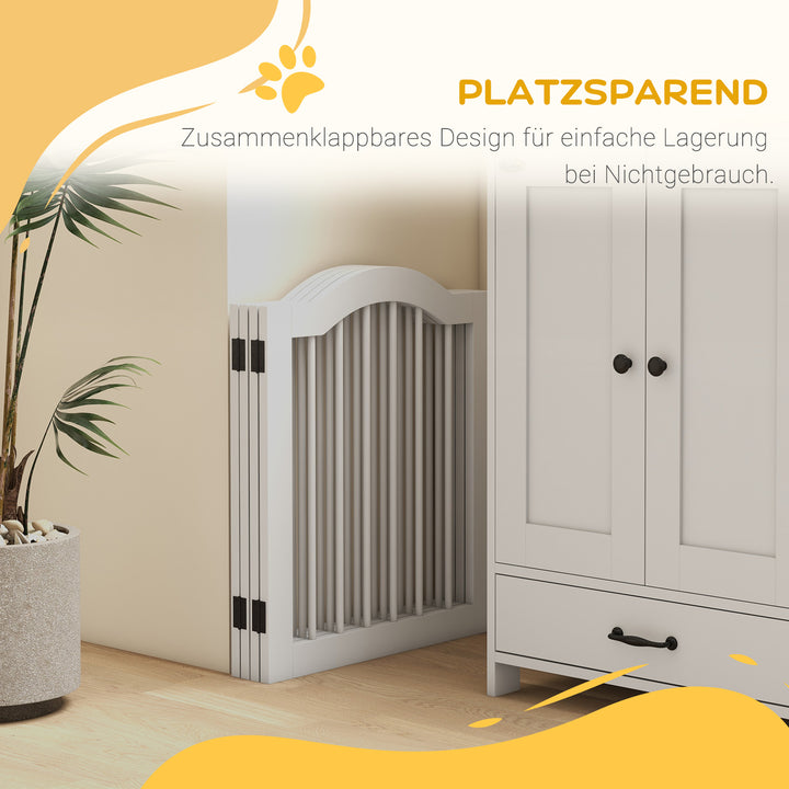 Foldbar hundegitter, 4 paneler, til trapper, gange, døre, mdf/massivt træ, hvid