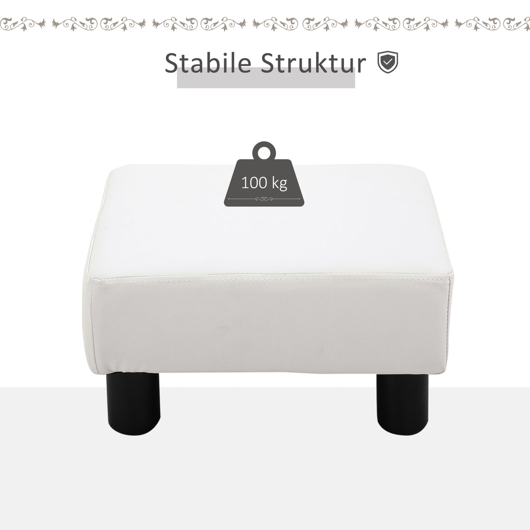 Skammel med moderne fodskammel i kunstlæder, kunstlæder, til soveværelse, stue, hvid