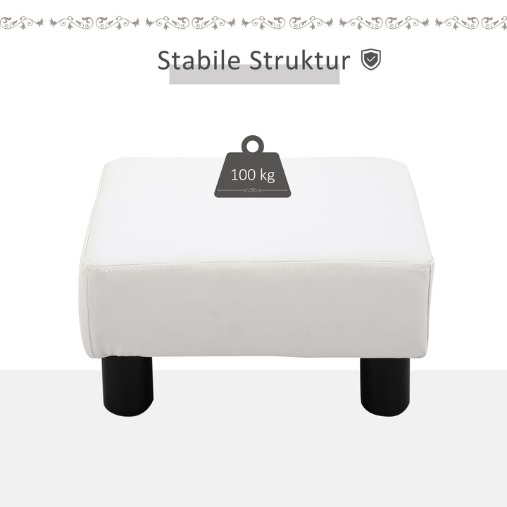 Skammel med moderne fodskammel i kunstlæder, kunstlæder, til soveværelse, stue, hvid