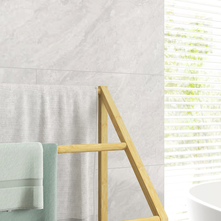 Håndklædetørrer, fritstående, 3 stænger, 51x31x85,5cm, sort/naturfarvet