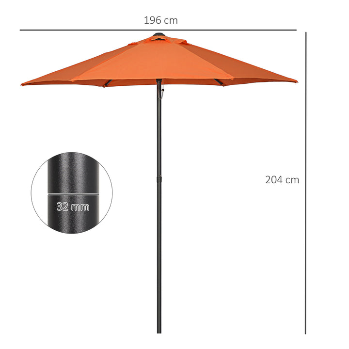 Parasol ø196 cm, sekskantet balkonparasol til strand, balkon, have, orange