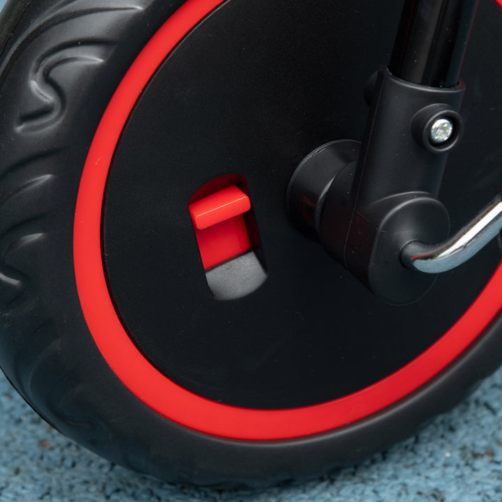 Børnetrecykel med hoftesele, 2 kurve, højdejusterbart sæde, metalstel, til børn 2-5 år, sort+rød