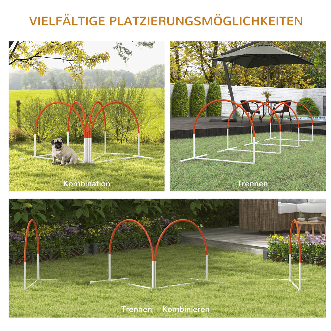 Agilitysæt til hunde, 4 dele, inklusive bæretaske, plastik, 89x69x99 cm, hvid+orange