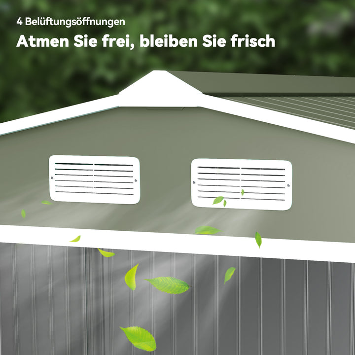 Redskabsskur med skydedøre 2,77 x 1,95 x 1,92 cm metal lysegrøn