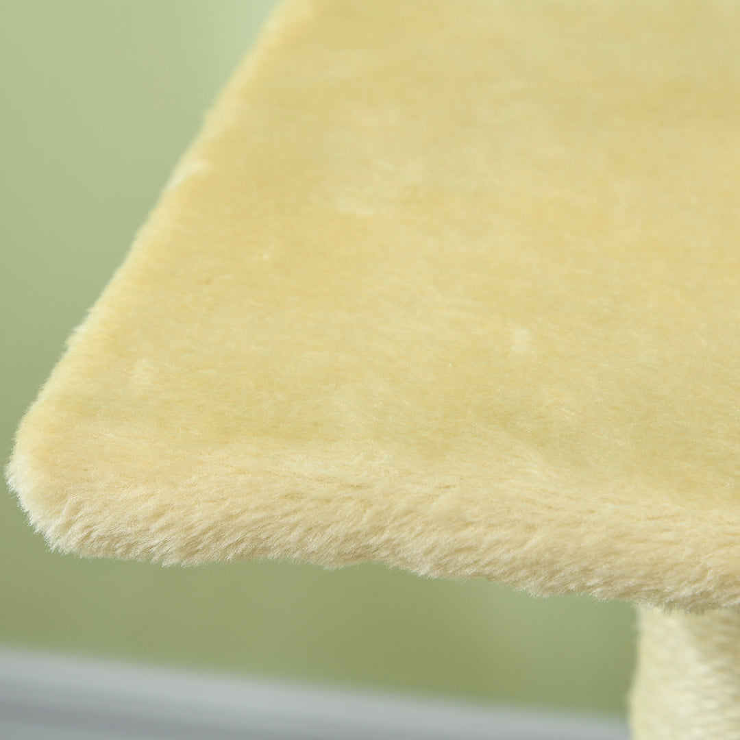 Kradsetræ 72 cm kattetårn med plysbolde, sisalstolper, platform, kradsebræt cremehvid