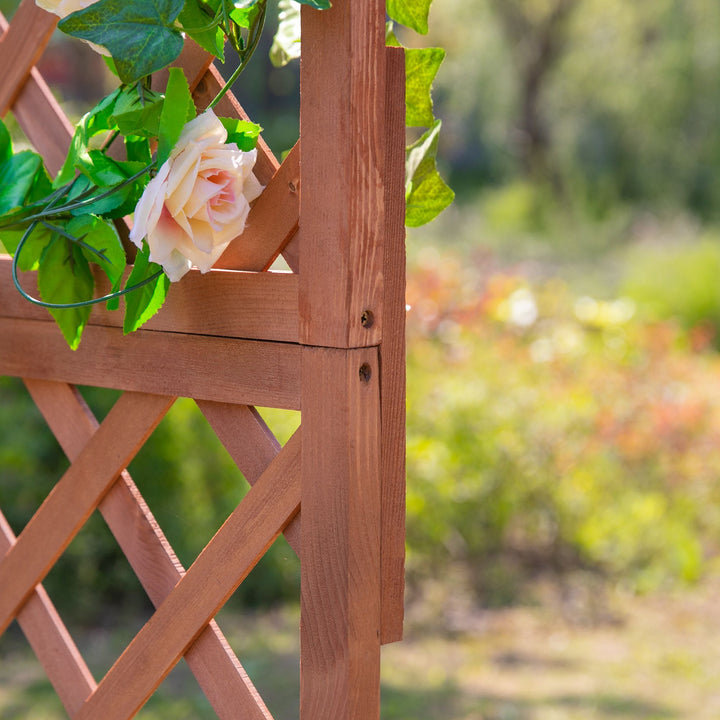 Hævet plantekasse med espalier, espalierplantekasse, træblomsterkasse, 72,5x31,5x149,5 cm til have, altan, terrasse, blomsterpotte til klatreplanter, blomster, orange