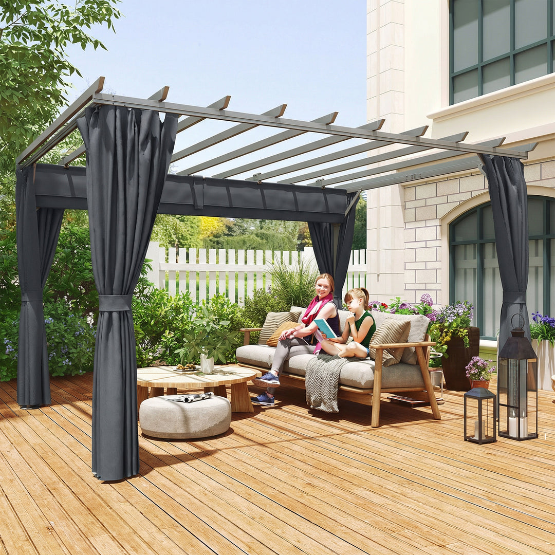 Pergola ca. 3,6x3 m, havepavillon, terrassetag af aluminium, havepavillon med justerbart tag, mørkegrå