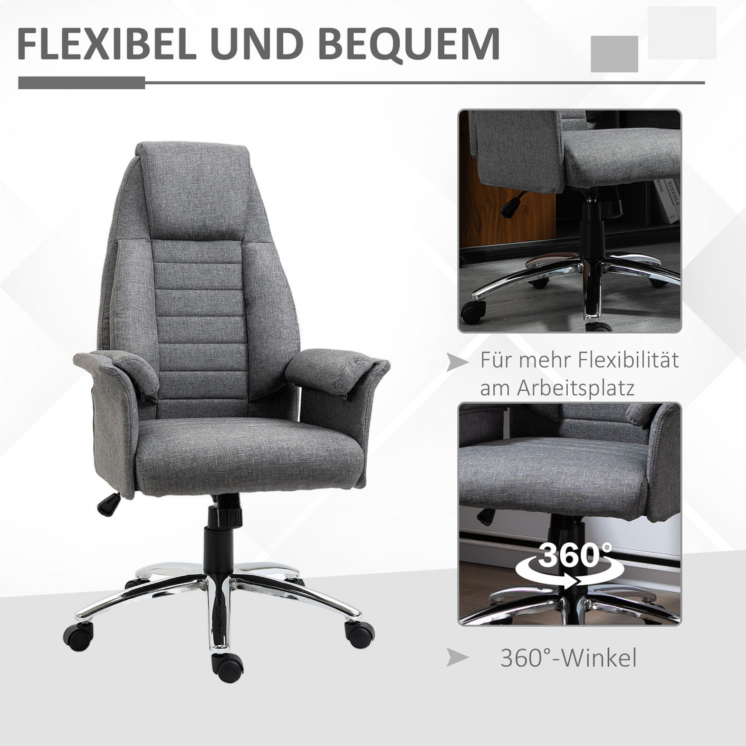 Executive chair, højdejusterbar, 5 hjul, ergonomisk form, 68 cm x 69 cm x 126 cm, grå